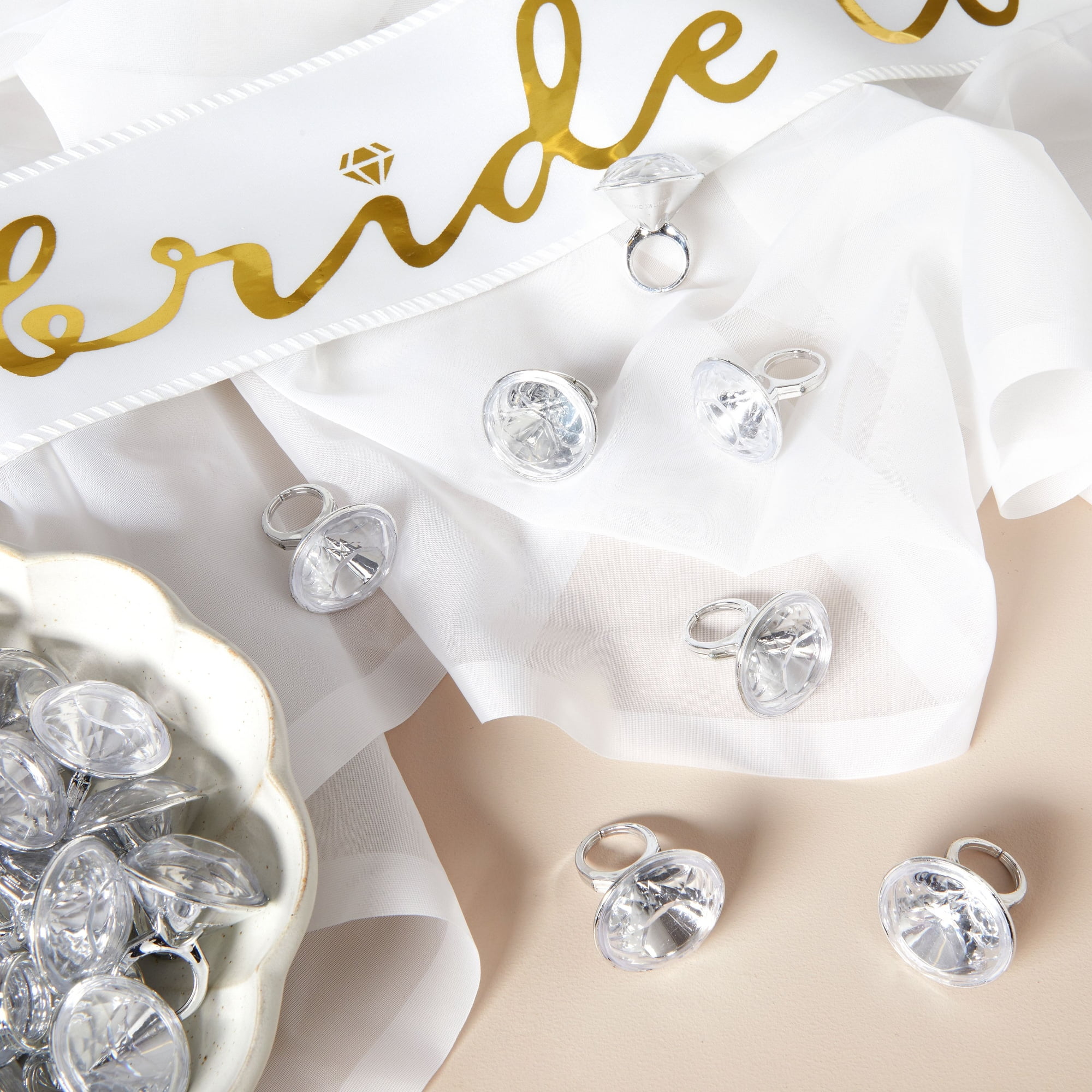 Blue Panda 36-Pack Bulk Jumbo Fake Diamond Rings for Kids Party Favors Wedding Bachelorette & Bridal Decor
