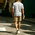 thumbnail image 6 of LEKWK 2 Piece Set for Men Plaid Short Sleeve Henley Collared Casual Tops and Elastic Waist Shorts Loose Fit Fashion Summer Beach Vacation Outfits, 6 of 7