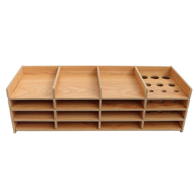Bandeja de almacenamiento de herramientas de pintura de diamantes de madera, organizador de bolígrafos de perforación multicapa de bricolaje, rejilla 16 kenally HA002612-04