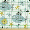 thumbnail image 2 of Ambesonne Underwater Fabric by the Yard Upholstery, Submarine Doodle Art, 1 Yard, Cadet Blue Earth Yellow, 2 of 5