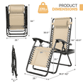 thumbnail image 2 of Magshion Patio Zero Gravity Lounge Chairs, Outdoor Folding Beach Recliners with Headrest and Foot, Cream, 2 of 11