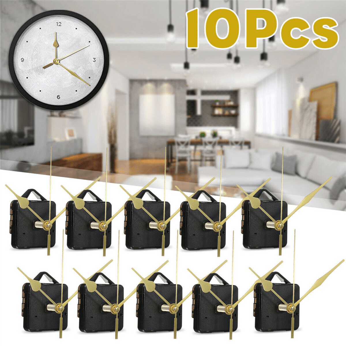 60Pcs DIY Silent Movement Spindle Hands Wall Quartz Clock Movement Mechanism Repair Tools Part Clock Kit