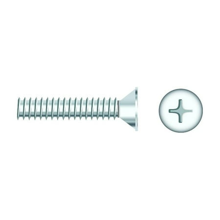 Seachoice 01789 Chrome Plated SS Phillips Machine Screw - Flat Head, 1/4-20 x 1"