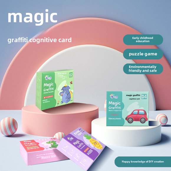 0-3 Years Old Toddlers' Early Learning Flashcards Set: Magic Water Writing Pen with Color-Changing Black & White Cards for Cognitive Development, Fruit & Vegetable Recognition, Educational & Fun Toys