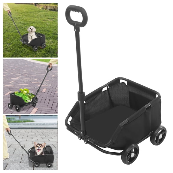 Black Dog Stroller, Folding Dog Cart, Pet Stroller for Travelling
