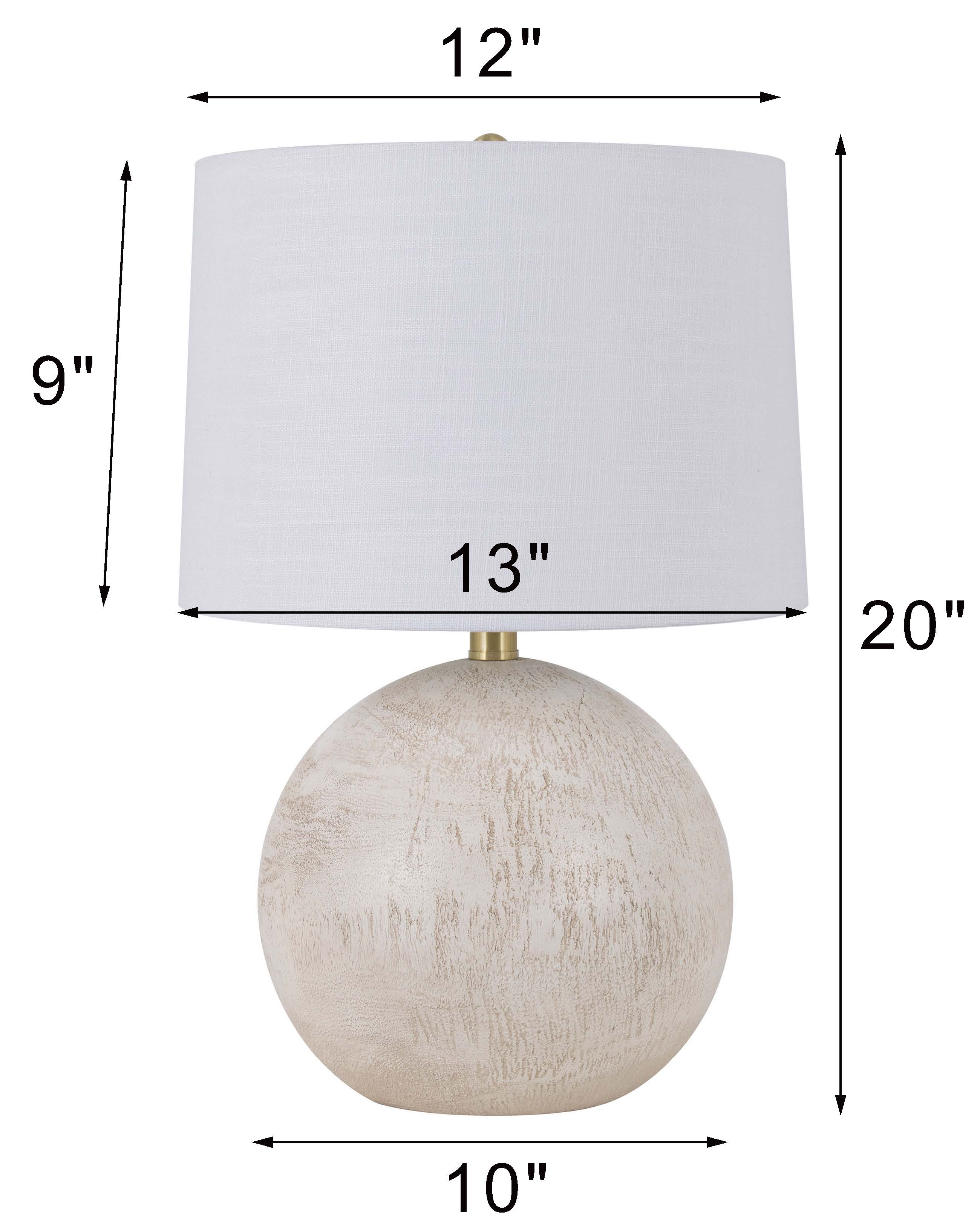 Mainstays 20” inch White Ball Table Lamp with White Shade