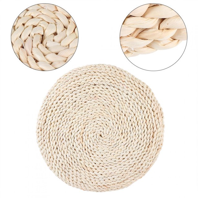 Filfeel Coussin de Sol, Style Japonais Rond Tatami Coussin de Sol Tissé à la Main Pouf de Sol pour Méditation Yoga, Coussin Rond