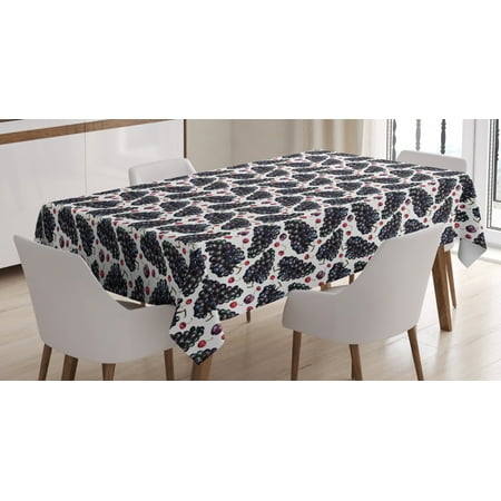 

Kitchen Decor Tablecloth Nature Fresh Fruit Vintage Grape Plum Cherries Pattern Artwork Image Rectangular Table Cover for Dining Room Kitchen 60 X 84 Inches Dark Purple and Red by Ambesonne