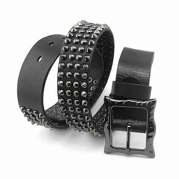 Men Genuine Leather Belt Spike Rivet Studded Fashion Punk Hop Waistband Cowhide Leather Belt Unisex Jeans Accessories