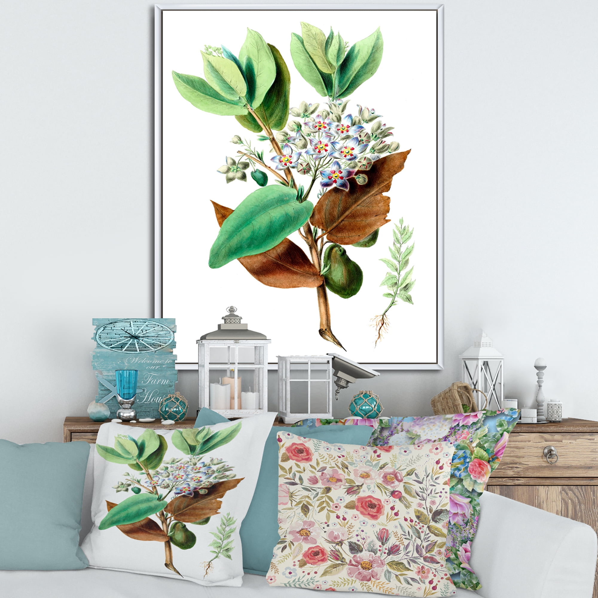 Ancient Plant Life XXVIII 12 in x 20 in Framed Painting Canvas Art Print, by Designart