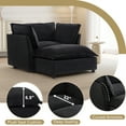 thumbnail image 4 of Oversized Accent Chair with Ottoman, Chenille Single Sofa Armchair with 3 Throw Pillows and Curved Armrest, Modern Reading Chair for Bedroom, Office, Apartment, Black, 4 of 9