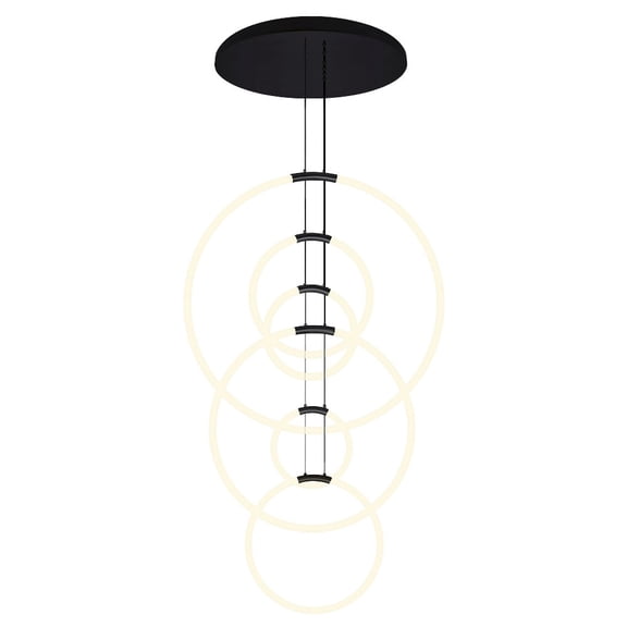 CWI Lighting Hoops 6 Light Contemporary Metal LED Chandelier in Black