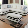 thumbnail image 2 of 34" Wide Faux Leather Vegan Leather Rectangle Tufted Hinged Flip-Top Storage Ottoman, Ottoman Bench, 2 of 6
