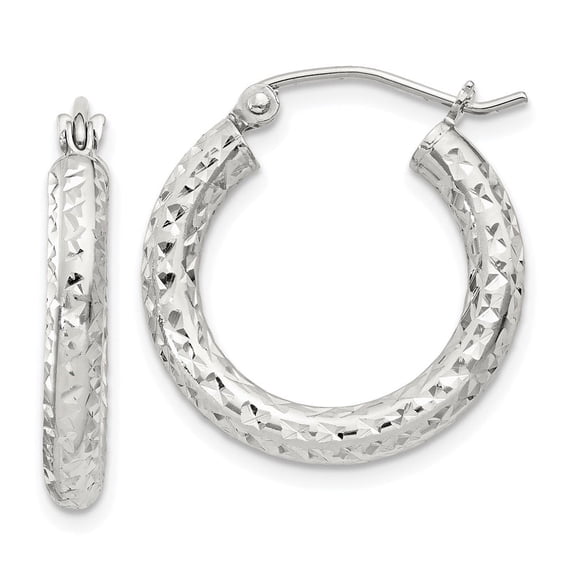 Auriga Fine Jewelry 925 Sterling Silver Diamond-cut Hoop Earrings for Women (L-20mm, W-20mm)