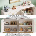thumbnail image 2 of Tribesigns Buffet Blanc Or avec Rangement Buffet de Cuisine 59 Pouces Buffet Moderne avec Portes, 2 of 4