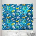 thumbnail image 1 of Space Tapestry, Alien and Human Astronaut Space with Shooting Stars Moon and Earth Image, Fabric Wall Hanging Decor for Bedroom Living Room Dorm, 5 Sizes, Blue Grey Yellow, by Ambesonne, 1 of 1
