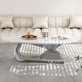 thumbnail image 3 of Tabaray Modern Oval Coffee Table Luxury Sintered Stone Top Coffee Table with Sculptural Geometric Stainless Steel Base,Mid-Century Marble Grain Center Table for Living Room,Grey, 3 of 8