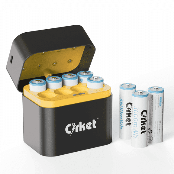Cirket 8-Pack Rechargeable AA Lithium Batteries 1.5V 3600mWh with Charger, LED Indicator & Storage Case, Long-Lasting for Xbox, Blink, Remote Controls