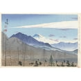 thumbnail image 2 of Tokuriki Tomikichirô 24x18 Gold Ornate Framed and Double Matted Museum Art Print Titled - Visor on Mount Fuji from Kiyosato Station in Nagano. (1930), 2 of 4