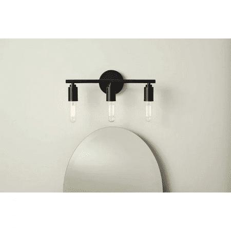 

3 Light Vanity Light Matte Black 3 T10 40W Eqv bulbs included