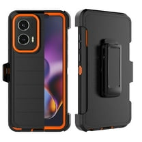 Tiflook for Moto G Stylus 2024 5G with [Built-in Screen Protector] Holster Locking Belt Clip [Military Grade 12FT Drop Tested] Full Body Carrying Kickstand Cover - Orange
