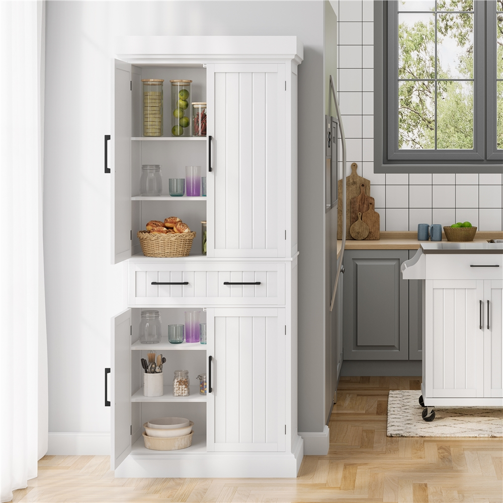 Yaheetech 72.5'' H Kitchen Pantry Cabinet with Doors and Adjustable Shelves for Kitchen, White - image 3 of 12