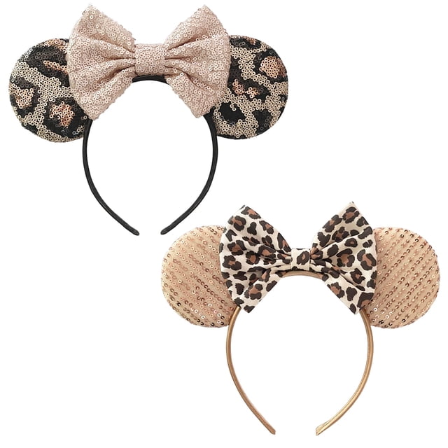 Diadema UNDEHAAC con forma de lazo y orejas de ratón para mujer, 2 unidades, oro rosa