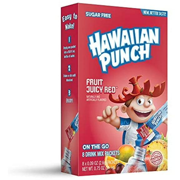 Hawaiian Punch Singles To Go Fruit Juicy Red Drink Mix- 8-Ct .75 Oz (Pack Of 6)