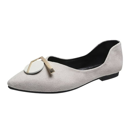 

TOWED22 Women s Flats Cut Pointed Toe Slip on Floral Ballet Flat Comfortable Lace Flats Dressy Beige 6.5