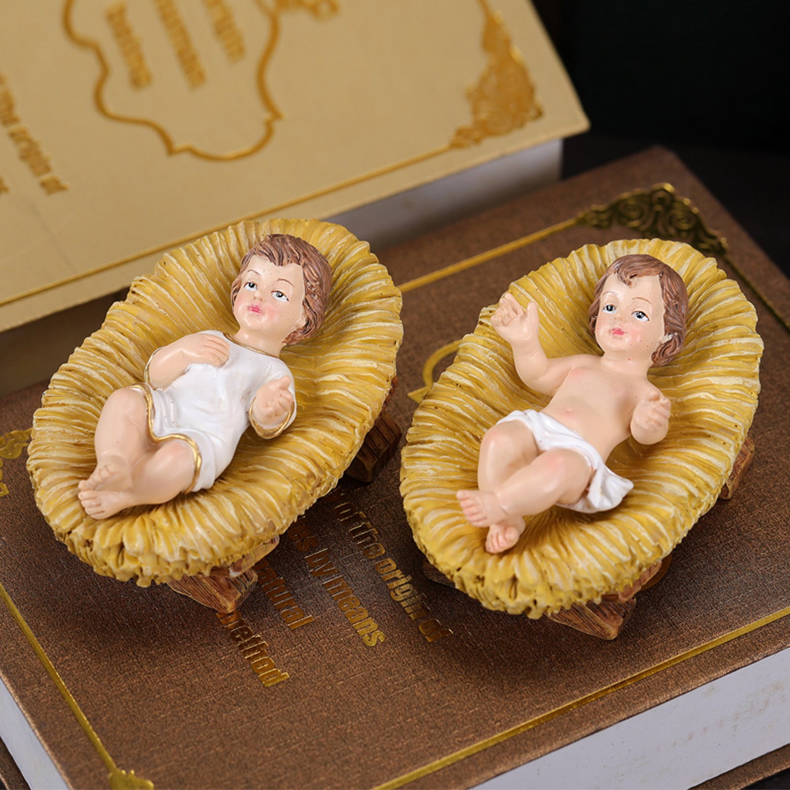 Nativity Set of Baby Jesus,Baby Jesus Christ in Manger Resin