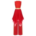 thumbnail image 2 of Miutii Women Praise Dance Outfit Metallic Block Asymmetric Overlay Dress And Pants Worship Lyrical Dress Red S, 2 of 6