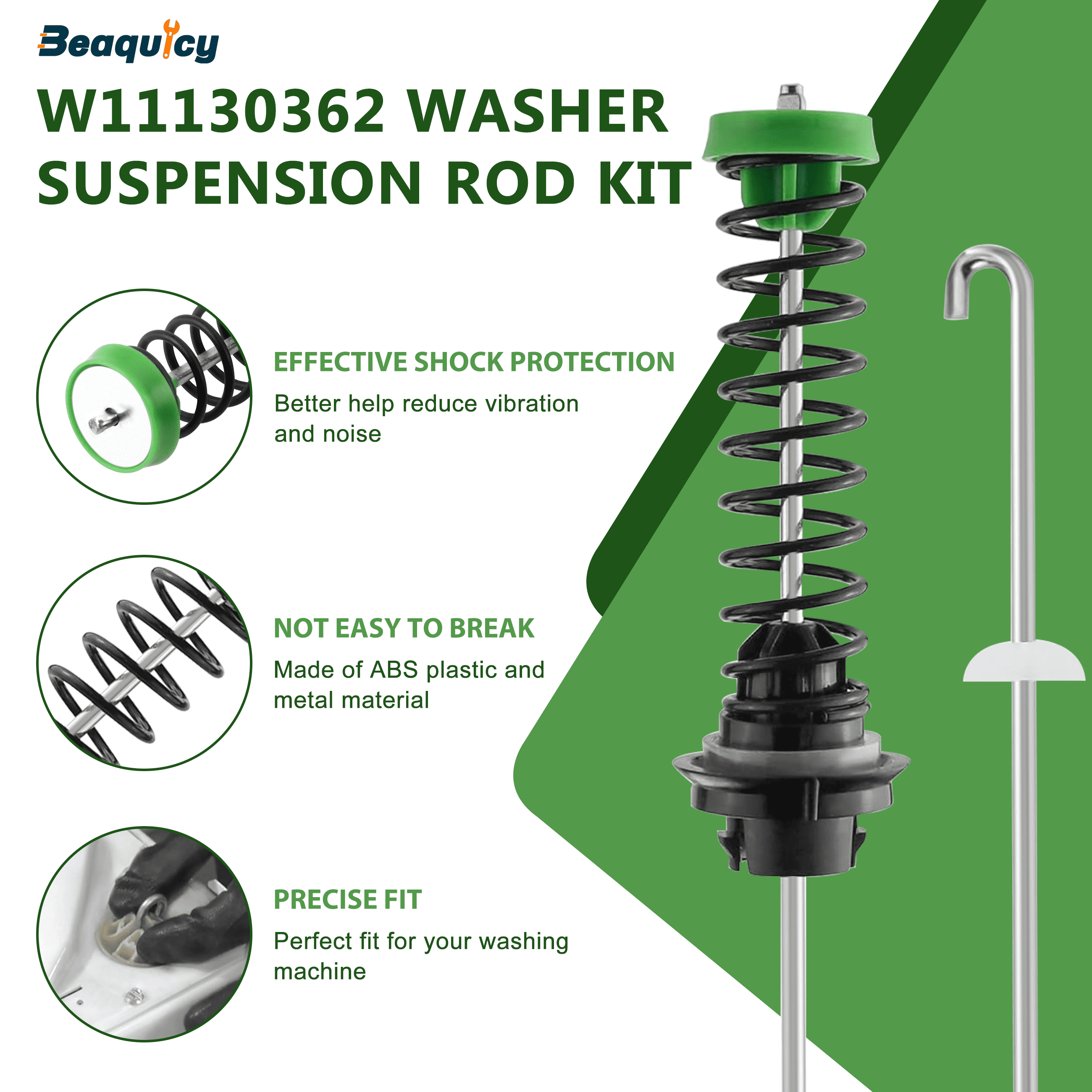 Beaquicy W11130362 Washer Suspension Rods Kit Fit for W10594080 Washing Machine