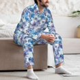 thumbnail image 5 of Wukai Icy Blue Snowflakes Men's Long Sleeve Pajama Set,Long Sleeve Mens Sleepwear with Pockets & Front Fly-X-Large, 5 of 6