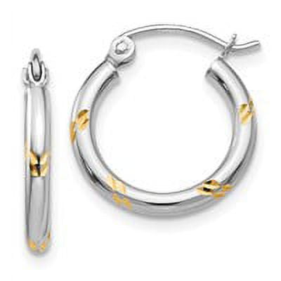 Primal Gold 14 Karat White Gold and Rhodium Hoop Earrings