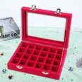 thumbnail image 1 of Neinkie 24 Slot Velvet Glass Jewelry Box Organizer Rings Earrings Tray Display Storage Case, 1 of 7