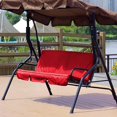 thumbnail image 2 of Columpio para exteriores, cojín para silla de 3 plazas, funda impermeable de repuesto para asiento de columpio, funda protectora para silla de columpio para exteriores para patio, jardín y patio (rojo, 2 of 5