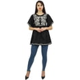 thumbnail image 3 of Phagun Women's Summer Aari Work Handkerchief Sleeve Cotton Black Tunic Top-6, 3 of 9