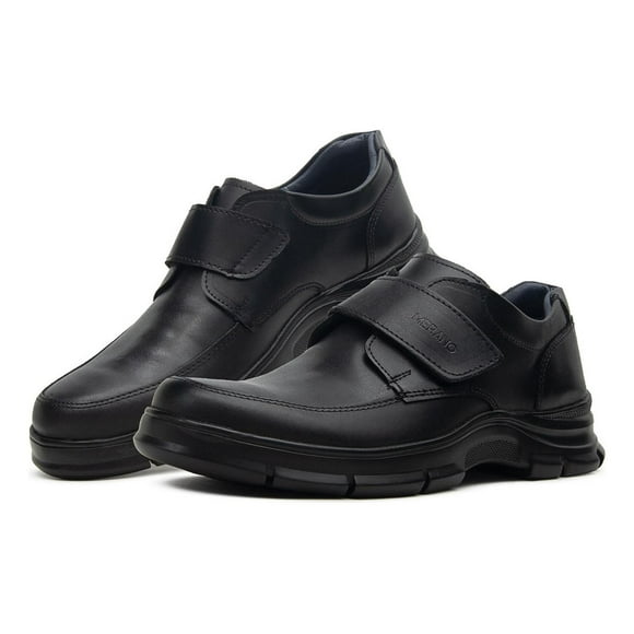 Zapato Hombre Casual Velcro Merano Piel Negro Liso Velcro negro 25