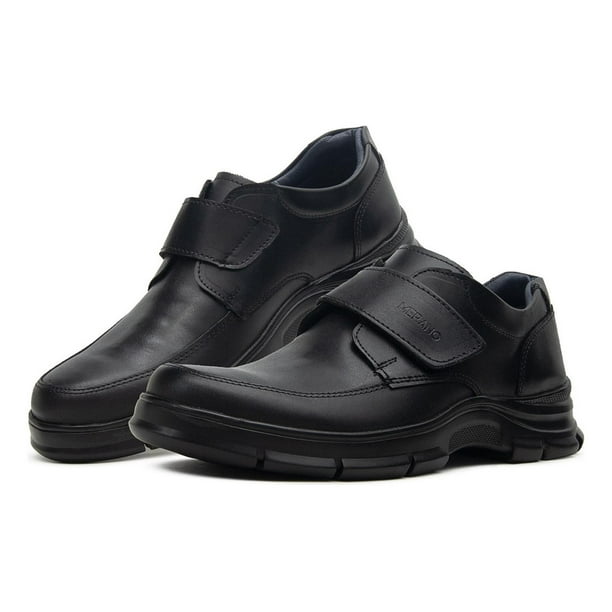 Zapato Hombre Casual Velcro Merano Piel Negro Liso Velcro negro 25