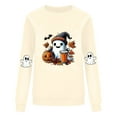 thumbnail image 4 of Xdegoge Halloween Sweatshirts for Women 2025 Pumpkin Ghost Graphic Long Sleeve Pullover Tops Oversized Cute Funny Crewneck Shirts Fall Vintage Festival T-Shirts Family Season Gifts, 4 of 4