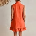 thumbnail image 3 of longantii Womens Swimsuit Cover Up Shirt Notched V Neck Front Zip Up Coverups Sleeveless Ruffle Hem Beach Vacation Mini Sun Dress Saffron S, 3 of 3