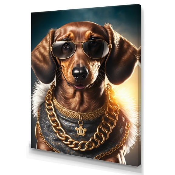 Designart Dachshund Gangster In NYC V Canvas Wall Art