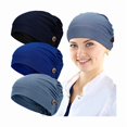 thumbnail image 1 of wonima11 3 Pieces Bouffant Caps with Buttons Unisex Stretchy Headband Turban with Buttons for Women, 1 of 1