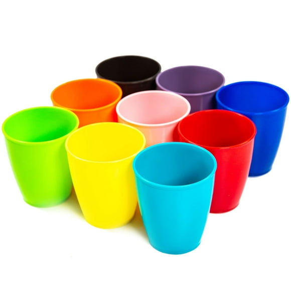Youngever 8 Ounce Kids Cups, 9 Pack Kids Plastic Cups In 9 Assorted Colors, 8 Ounce Kids Drinking Cups, Toddler Cups, Cups for Kids Toddlers, Unbreakable Toddler Cups