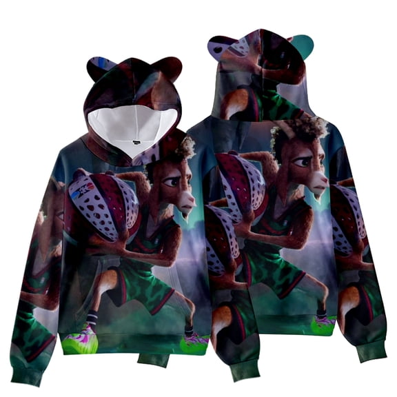 Boys Goat Movie 3D Figure Printed Hoodie Kids Goat Will Harris Cat's Ear Shaped Sweatshirt
