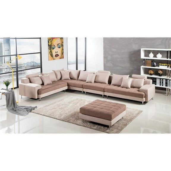AE-L382 Light Brown Color With Microfiber Sectional Left Facing Chaise