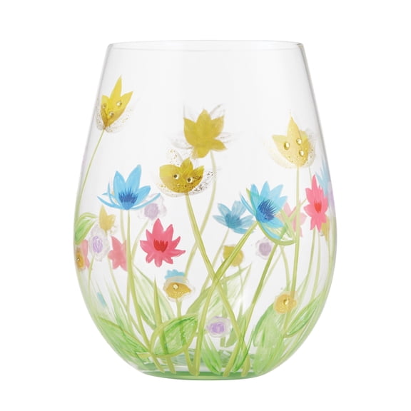 Enesco Lolita Field of Dreams Hand Painted Stemless Wine Glass 4.5in H