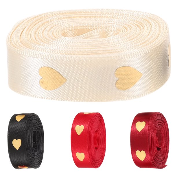 4 rollos de cinta de corazón: cinta con estampado de corazones para San Valentín, ideal para envolver regalos, decorar bodas, embalar cajas de flores y manualidades.
