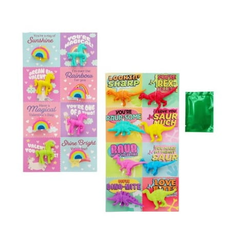 Unicorn And Dinosaur Valentine’s Day Exchange Cards 6 Ct | Fun Dinosaur and Unicorn-Themed Valentine Cards for Kids’ Classroom Parties and Events (Pack of 2) – Includes (1) Canzonet Pennette