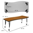 thumbnail image 5 of Emma + Oliver Mobile 26"W x 60"L Wave Flexible Collaborative Oak Kids Adjustable Activity Table, 5 of 11